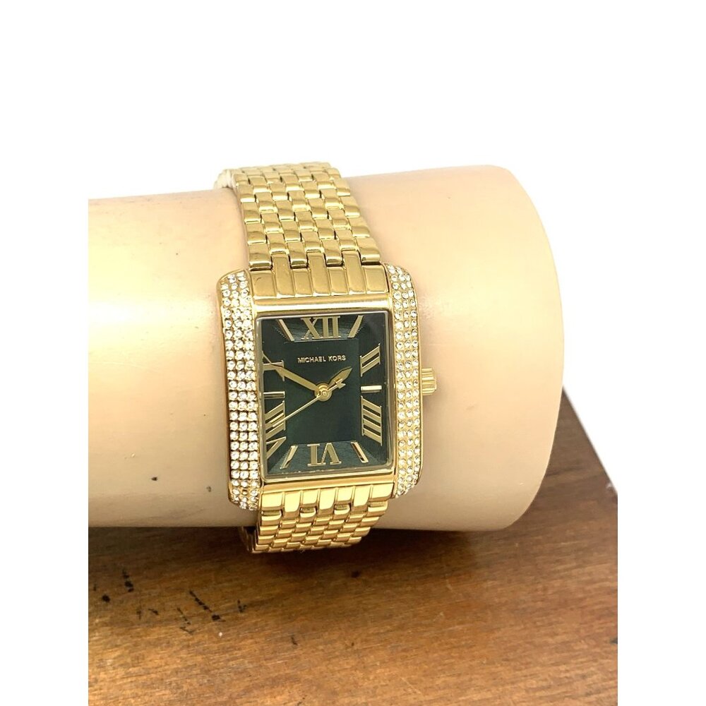 Michael Kors Women's Watch MK4742 Quartz Green Dial Gold Steel Tank 27mm - Picture 11 of 14